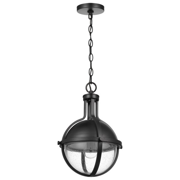 Nuvo Lincoln 1-Light E26 Pendant, E26 60W, Matte Black, Clear Seeded 60/7674